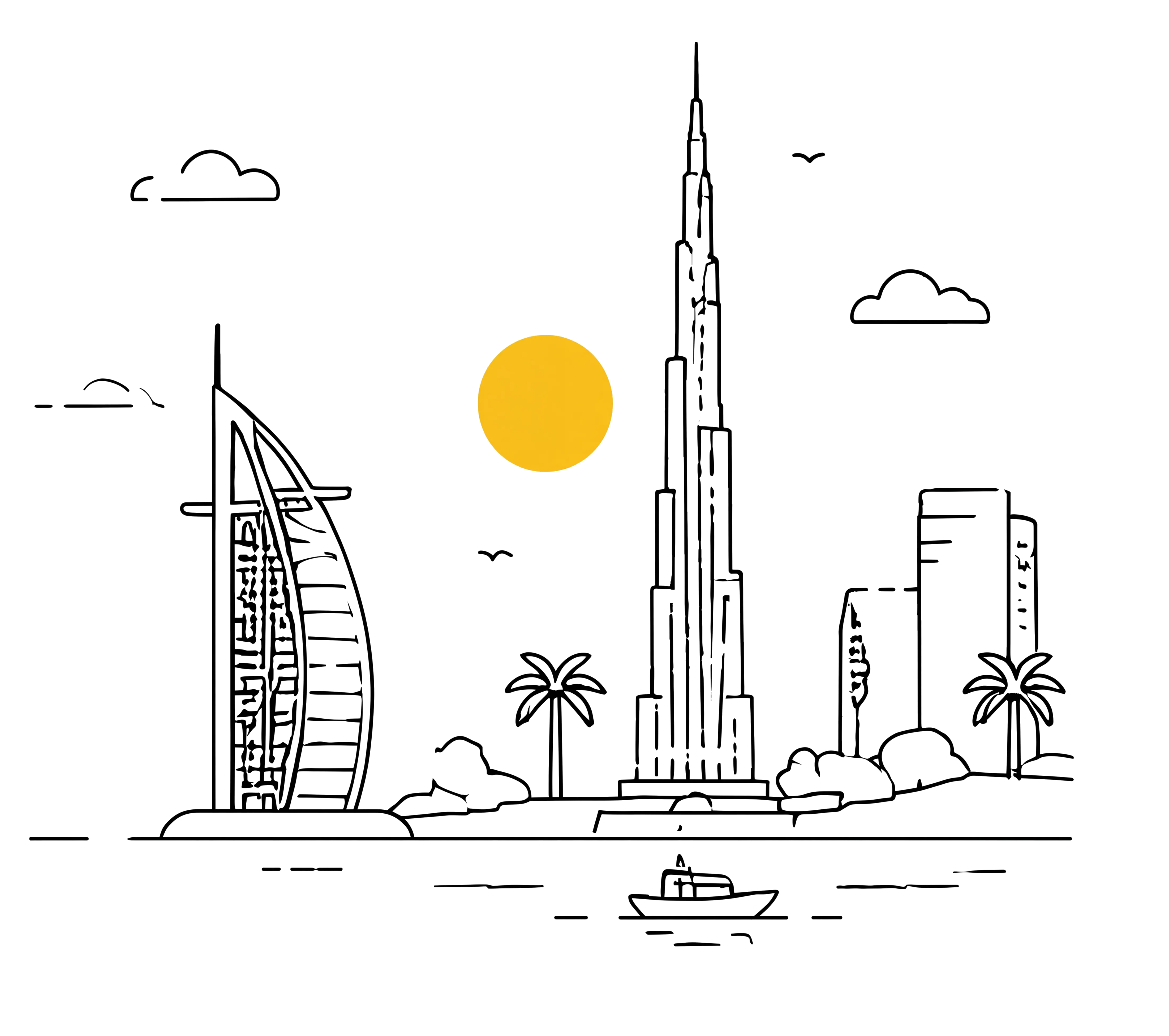 Illustration of Dubai skyline
